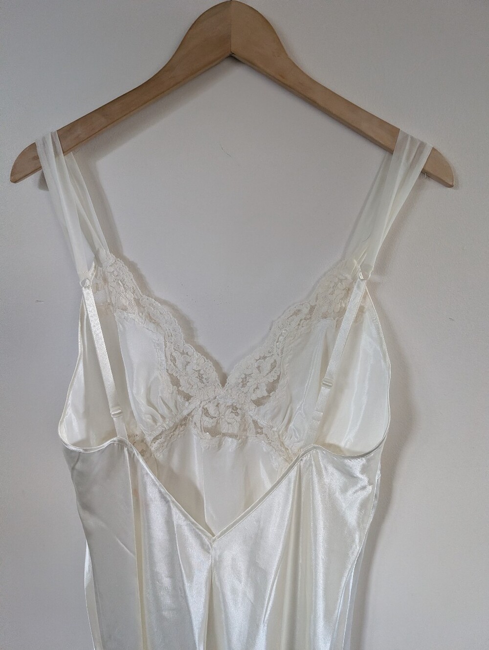 Victoria Secret Y2K 90s Long Maxi Bridal Ivory Nightgown Gown Lace L Large Slit - Picture 4 of 5
